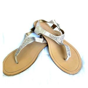 Rose gold flat sandals